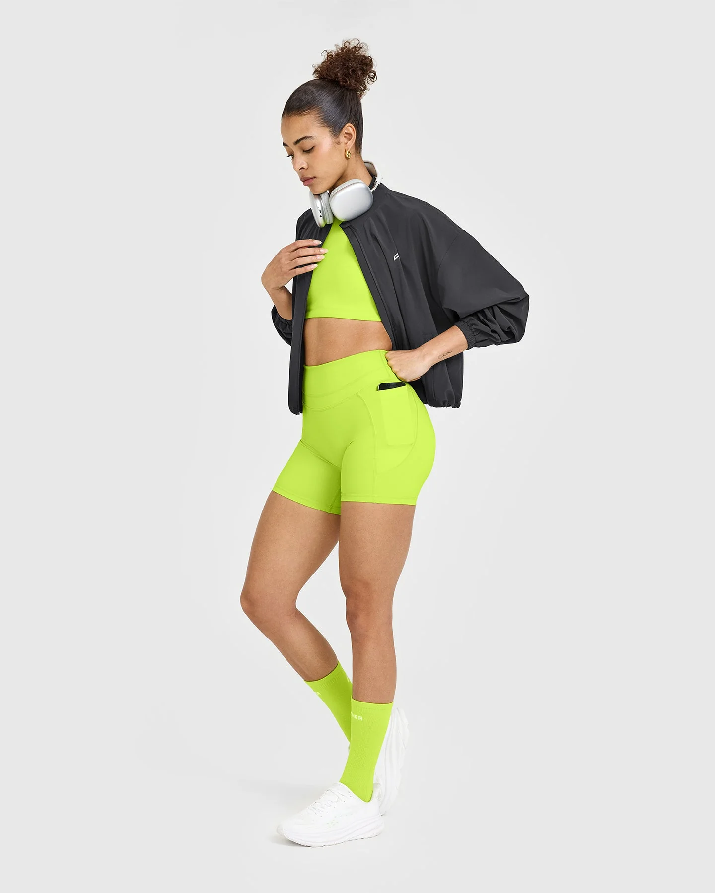 UnifiedMove™ High Waisted Pocket Shorts 6" | Charged Lime Green - Image 4