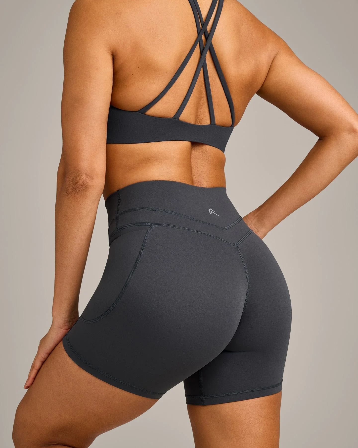 UnifiedMove™ High Waisted Pocket Shorts 6" with Reflective Logo | Coal - Image 5