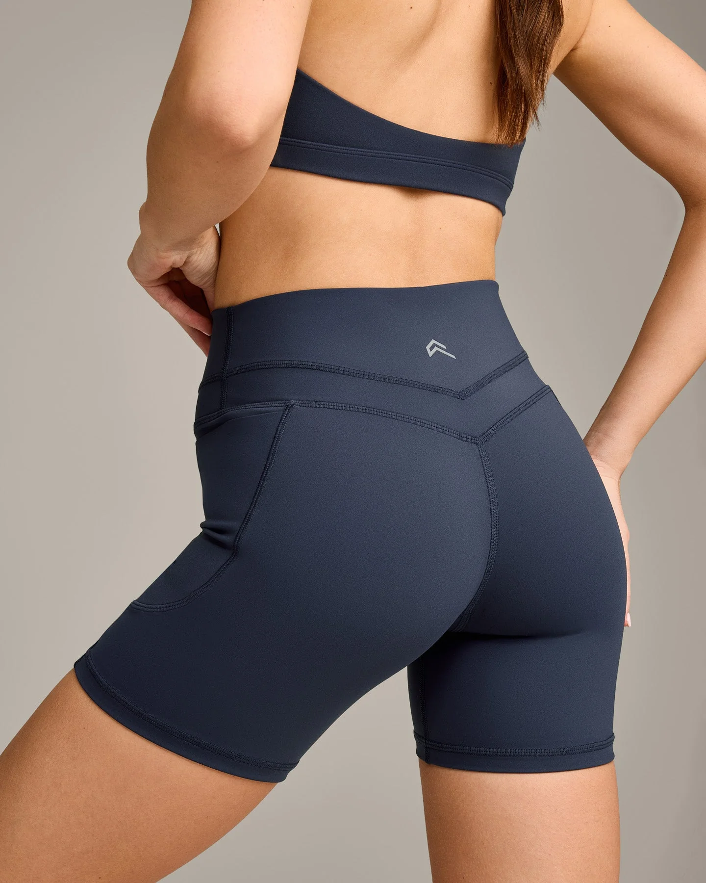 UnifiedMove™ High Waisted Pocket Shorts 6" with Reflective Logo | True Blue - Image 5