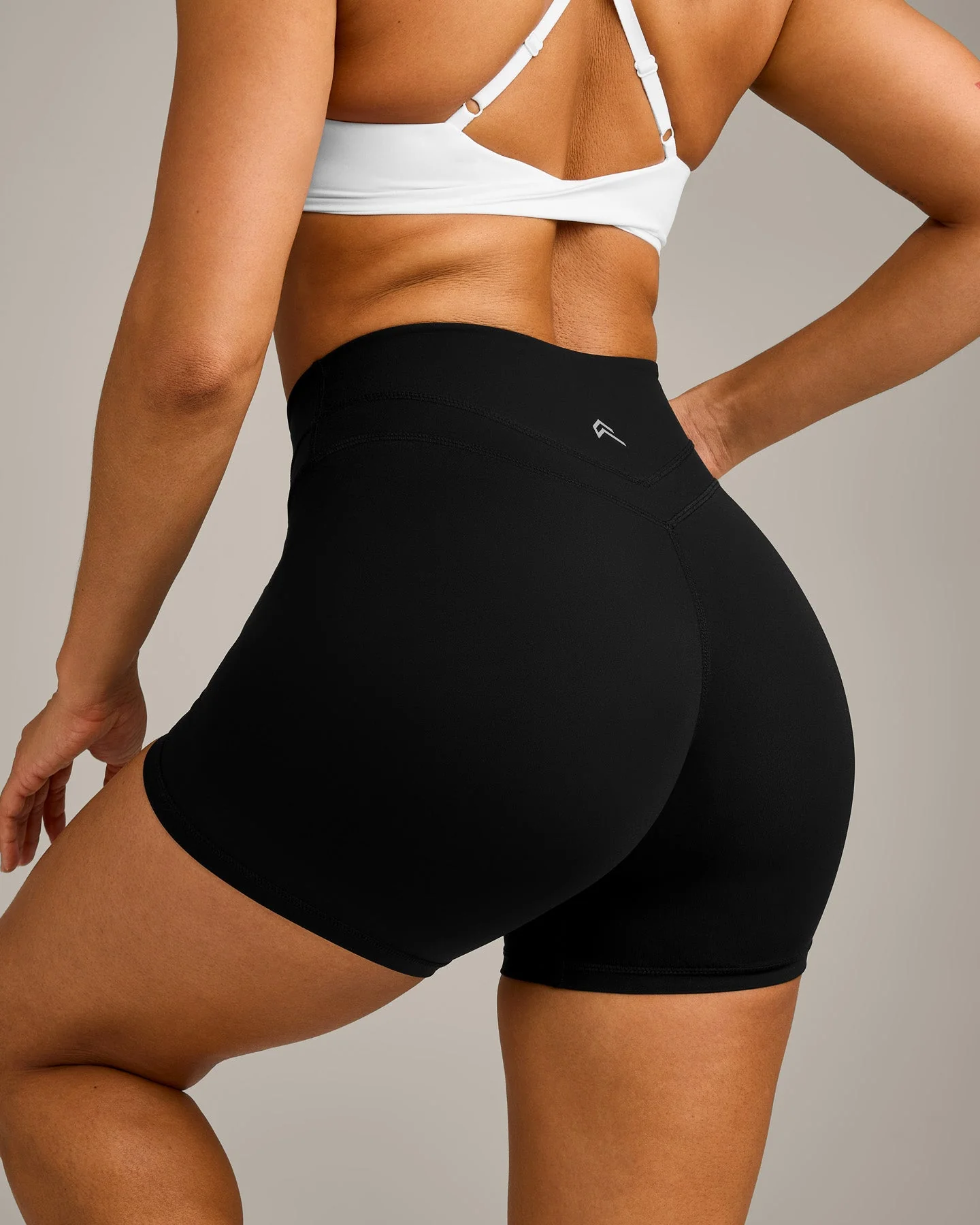 UnifiedMove™ High Waisted Shorts 6" with Reflective Logo | Black - Image 5
