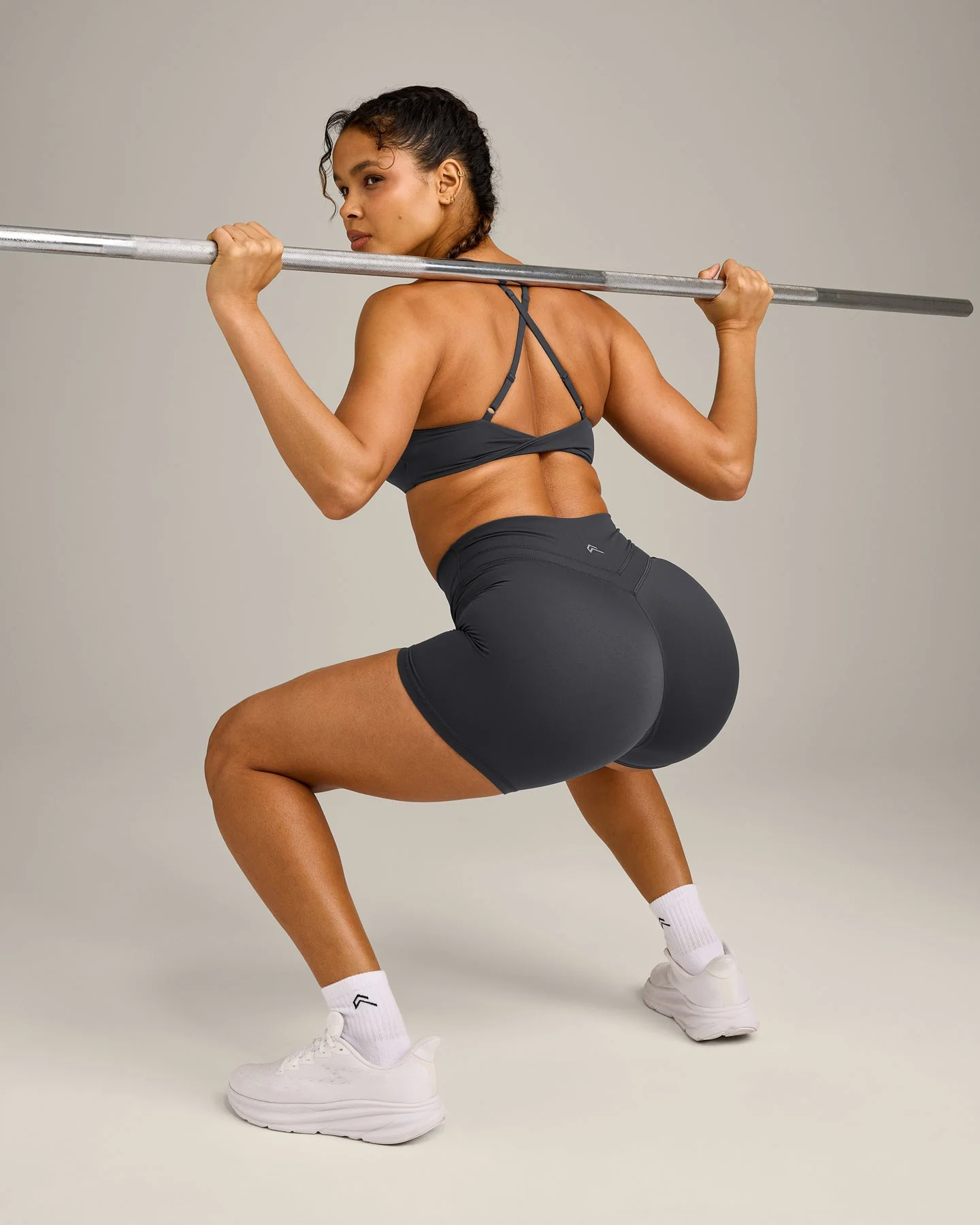 UnifiedMove™ High Waisted Shorts 6" with Reflective Logo | Coal - Image 6