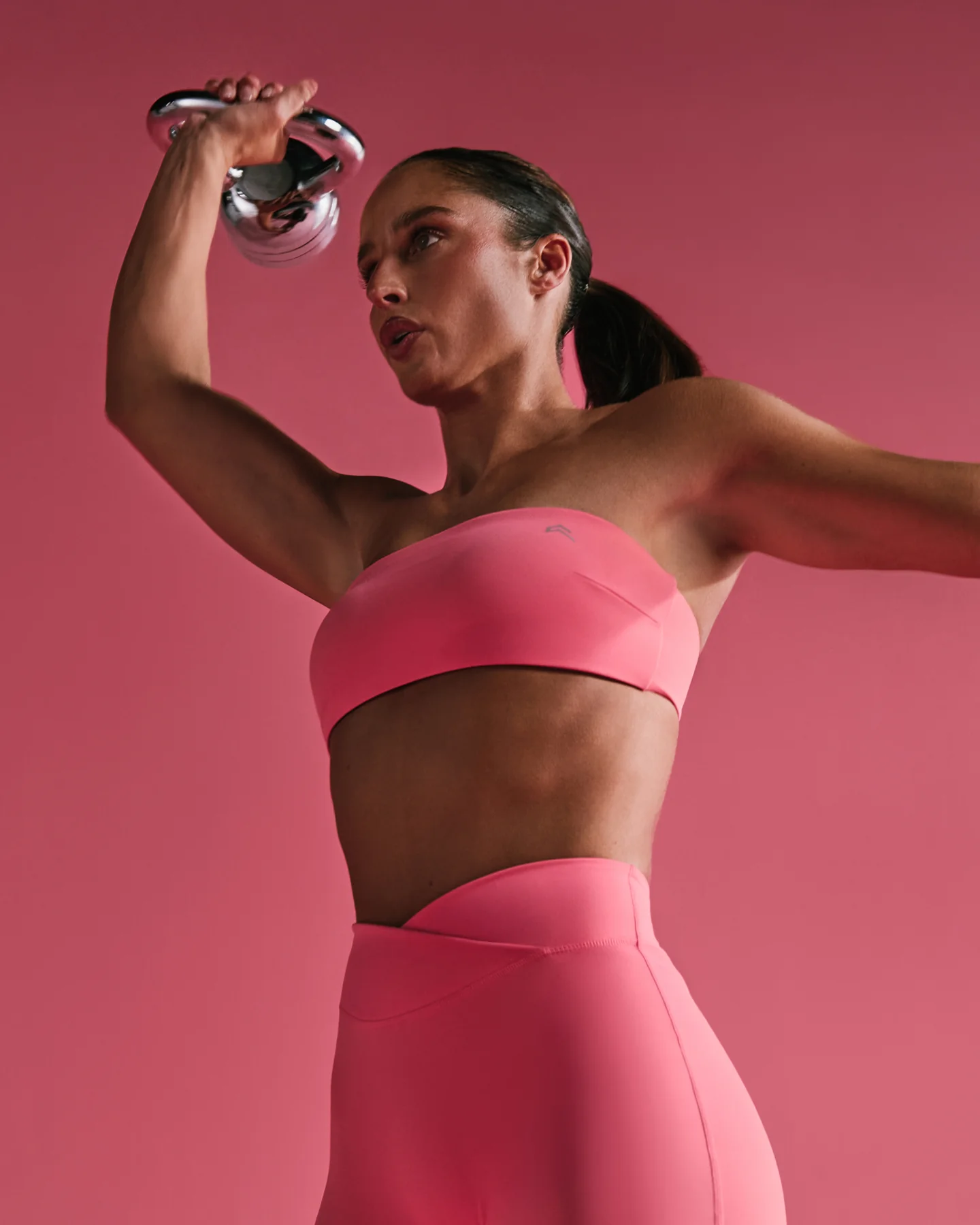 UnifiedMove™ Micro Bandeau Bralette with Reflective Logo | Hot Girl Pink - Image 2