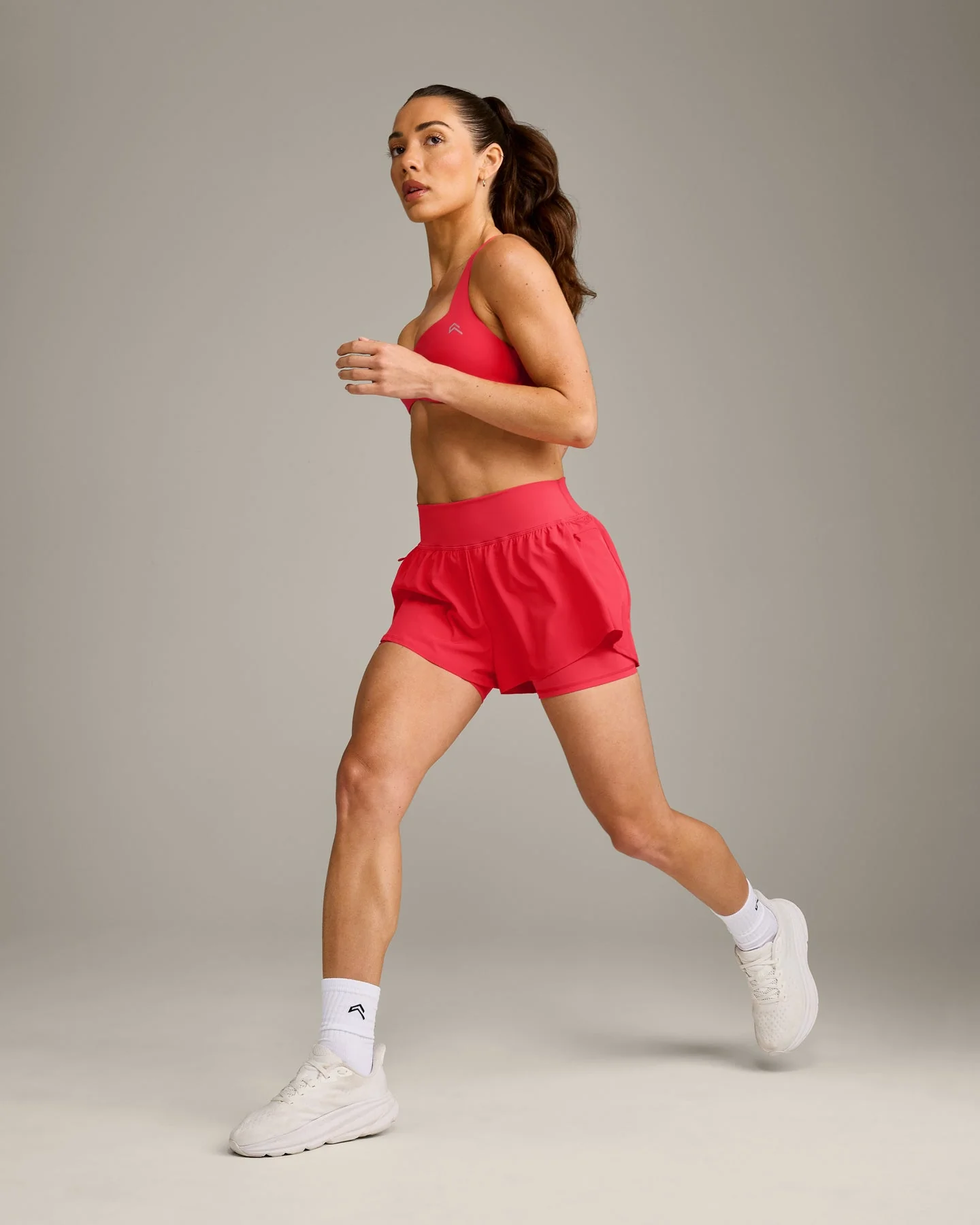 UnifiedMove™ T Back Minimal Bralette with Reflective Logo | Charged Pink - Image 3