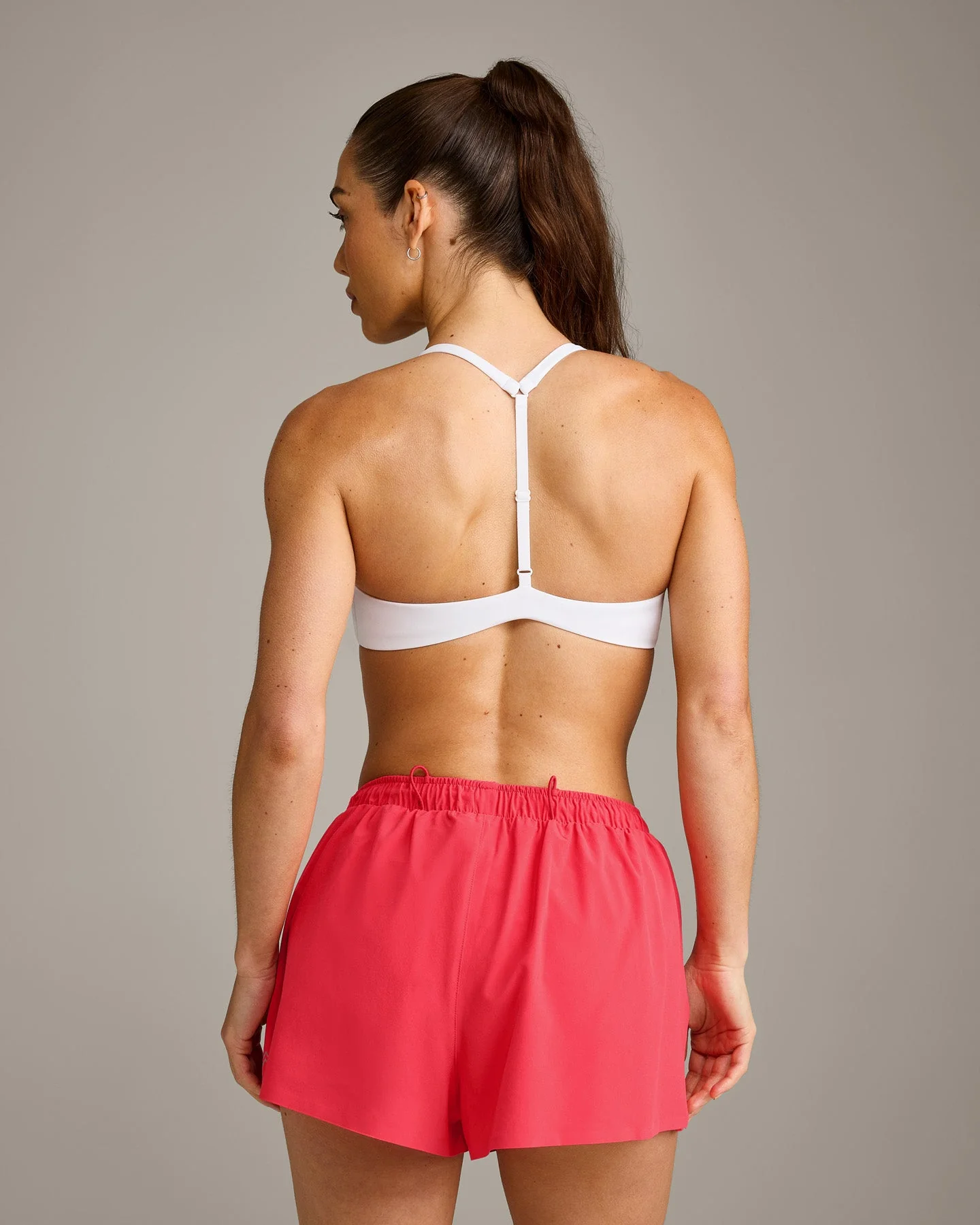 UnifiedMove™ T Back Minimal Bralette with Reflective Logo | White - Image 6