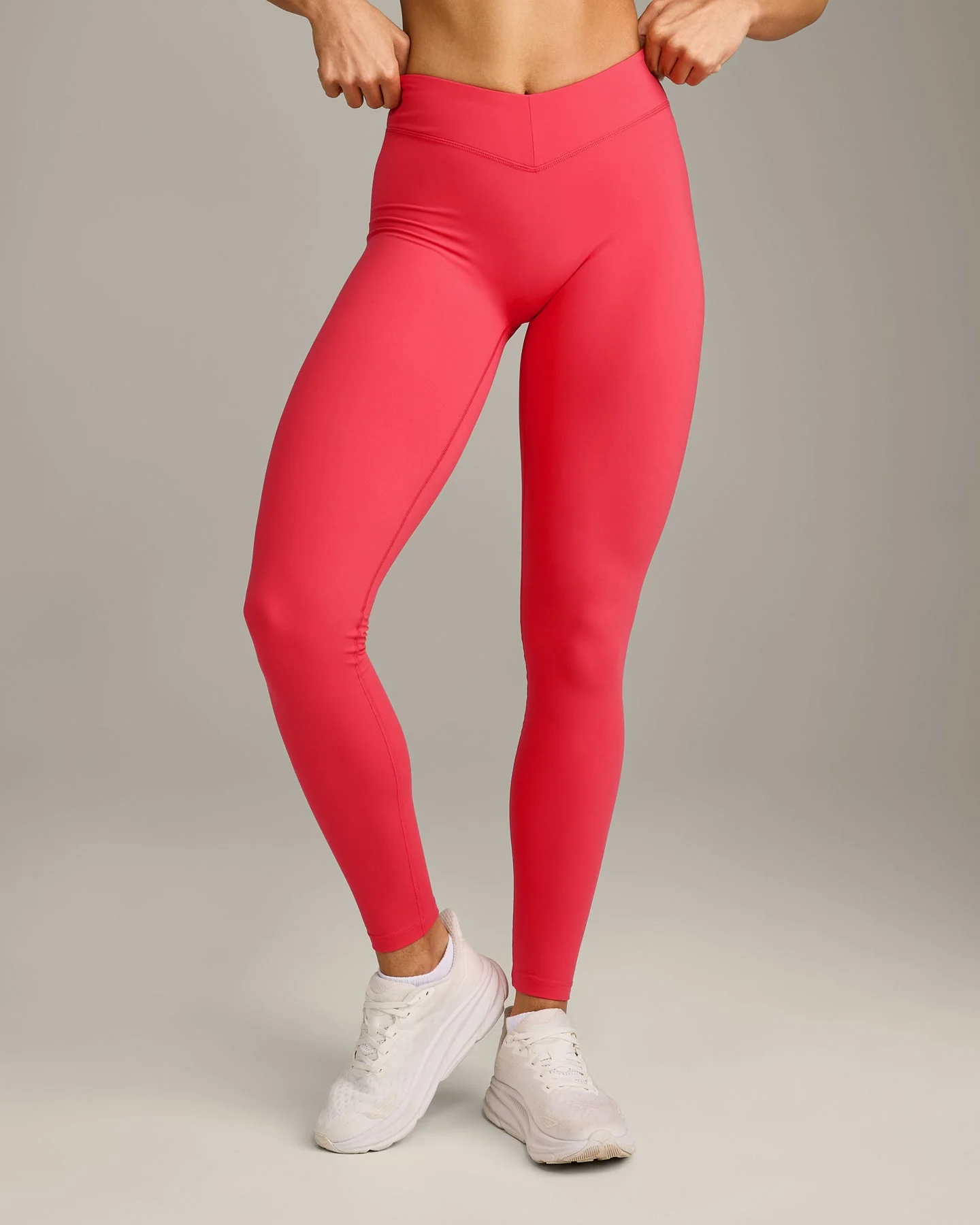 UnifiedMove™ V Front Mid Rise Leggings with Reflective Logo | Charged Pink - Image 6