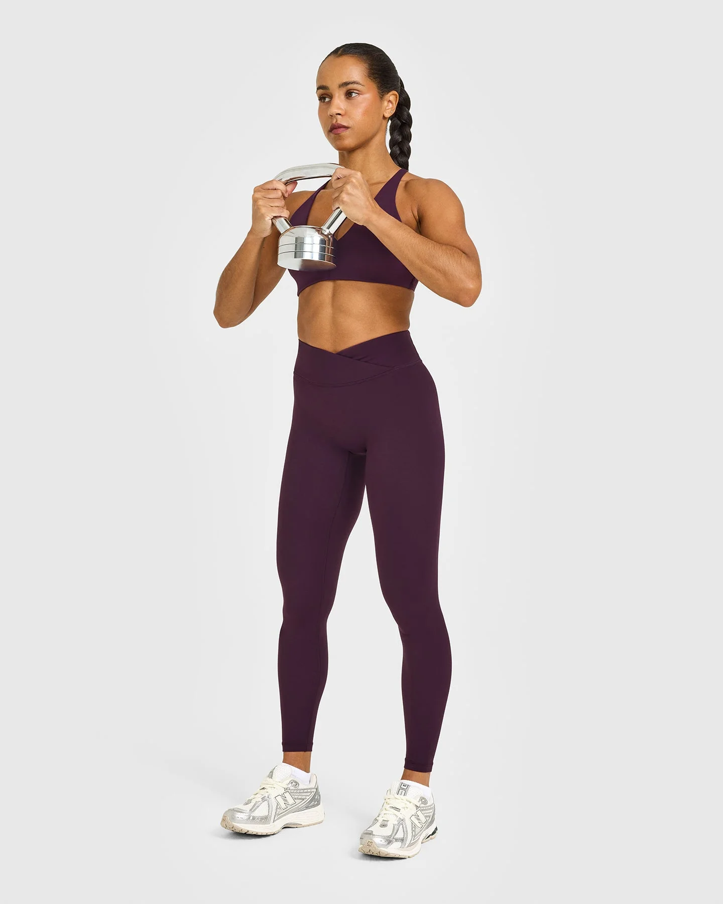 UnifiedMove™ Wrap Leggings White Logo | Blackberry Purple - Image 3
