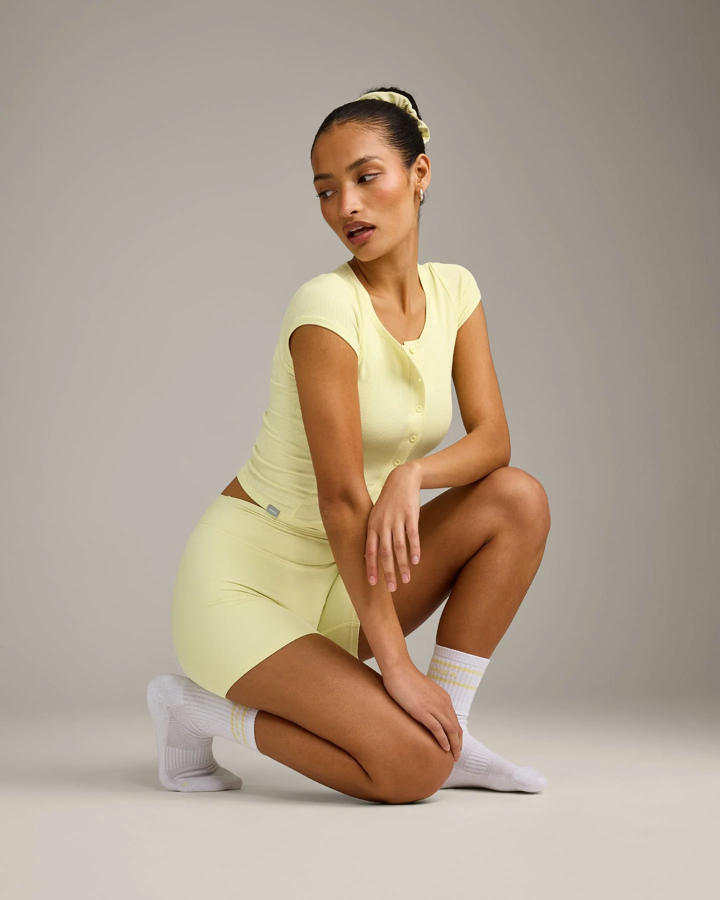 Varsity Stripe Long Crew Socks 1 Pack | Pastel Yellow - Image 3