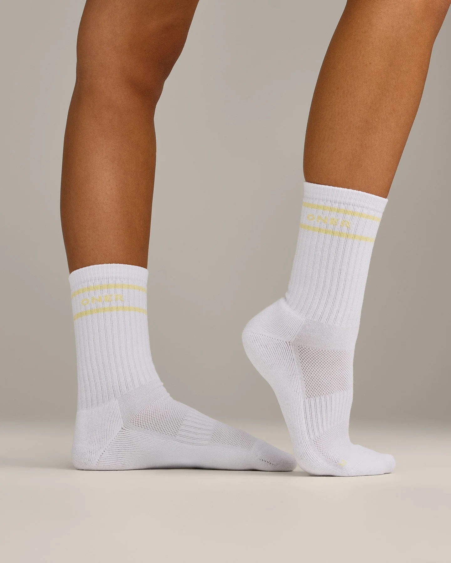 Varsity Stripe Long Crew Socks 1 Pack | Pastel Yellow - Image 4